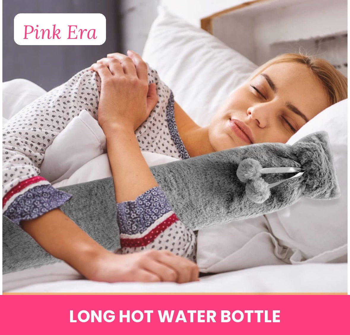 Long Plush Hot Water Bottle β Your Winter Bestie π(Pink Colour)