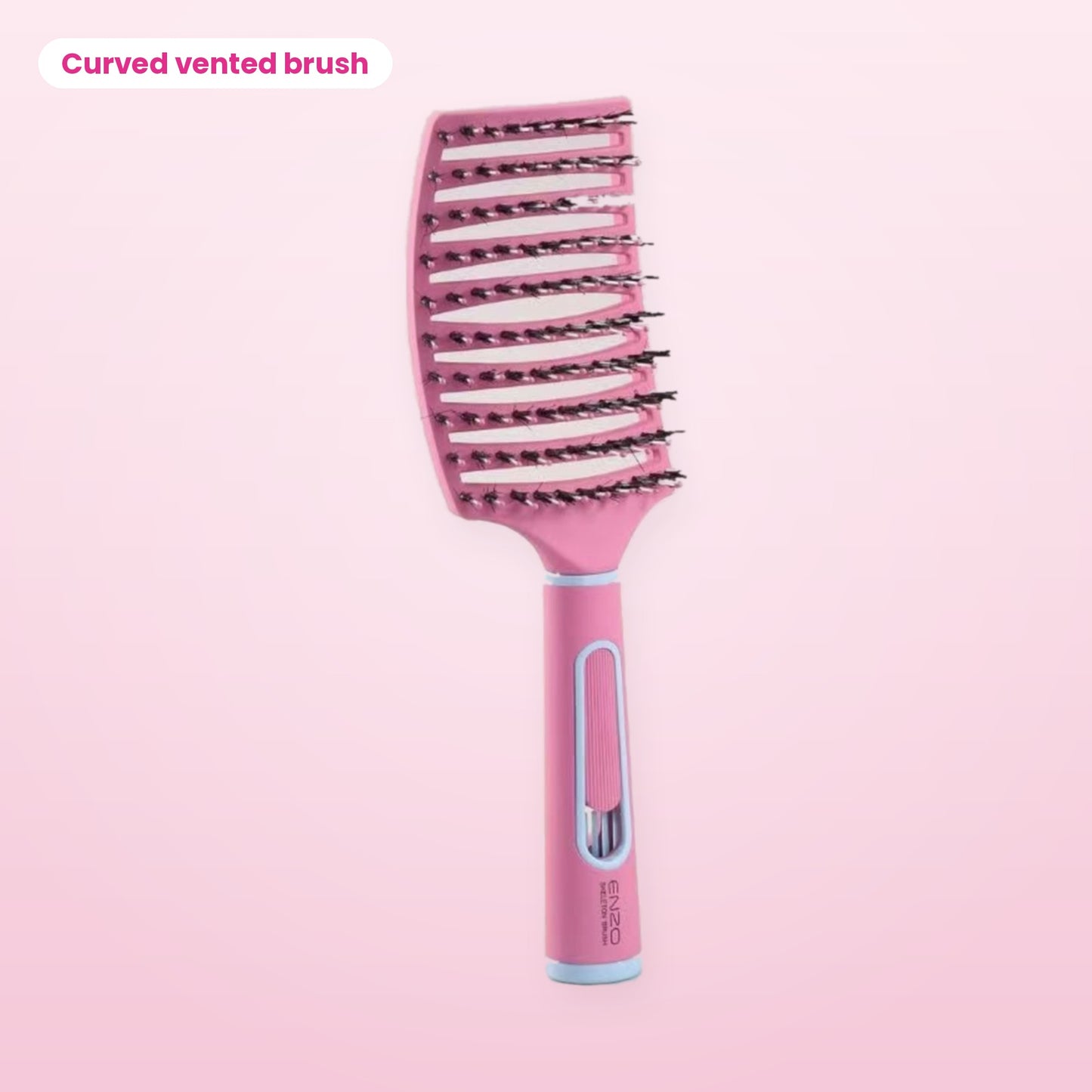 ENZO Professional Advanced Skeleton Brush — Curved Vented Detangler (Boar + Nylon)