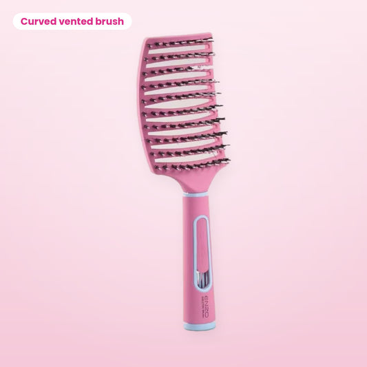 ENZO Professional Advanced Skeleton Brush — Curved Vented Detangler (Boar + Nylon)